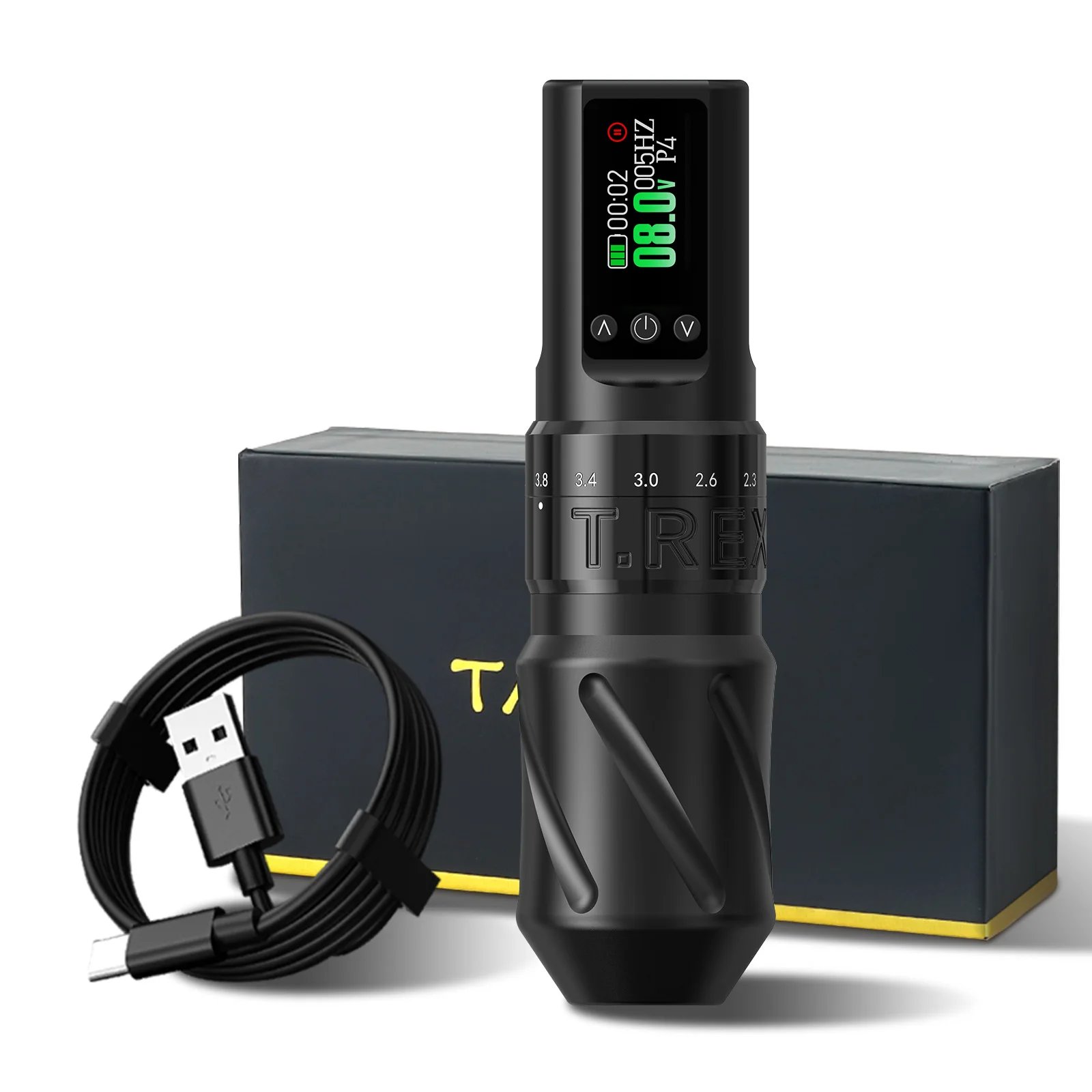 Tattoo Kit T-Rex Wireless Tattoo Machine Kit Rotary Tattoo Pen Adjustable 7 Stroke Length 1600mA Power Supply Tattoo Gun Kit