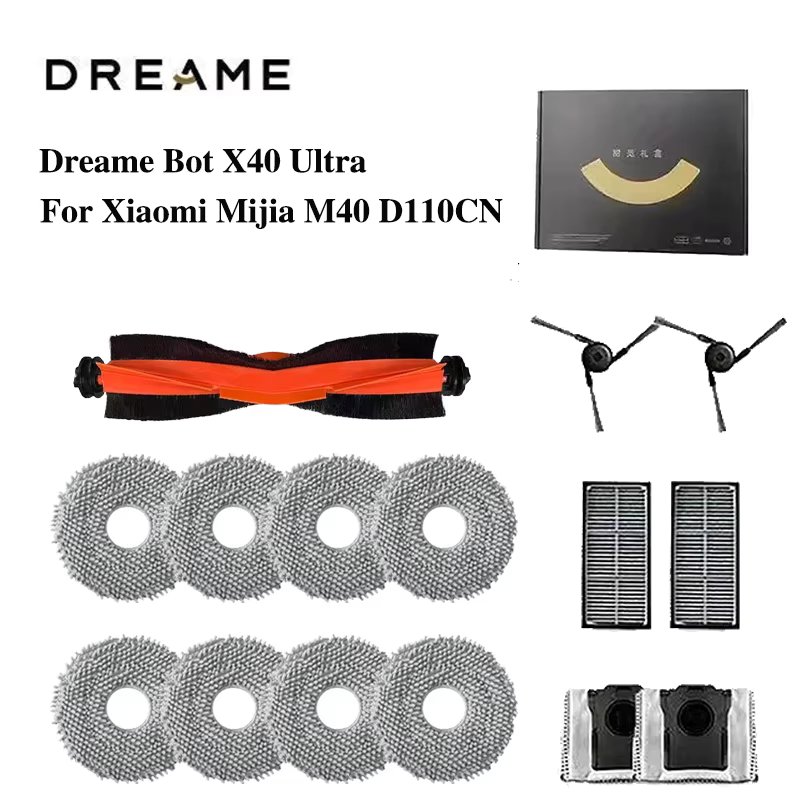 Original Dreame Bot X40 Ultra For Xiaomi Mijia M40 D110CN Robot Vacuum Cleaner Accessory Side main Brush, Filter, Mop Rag parts