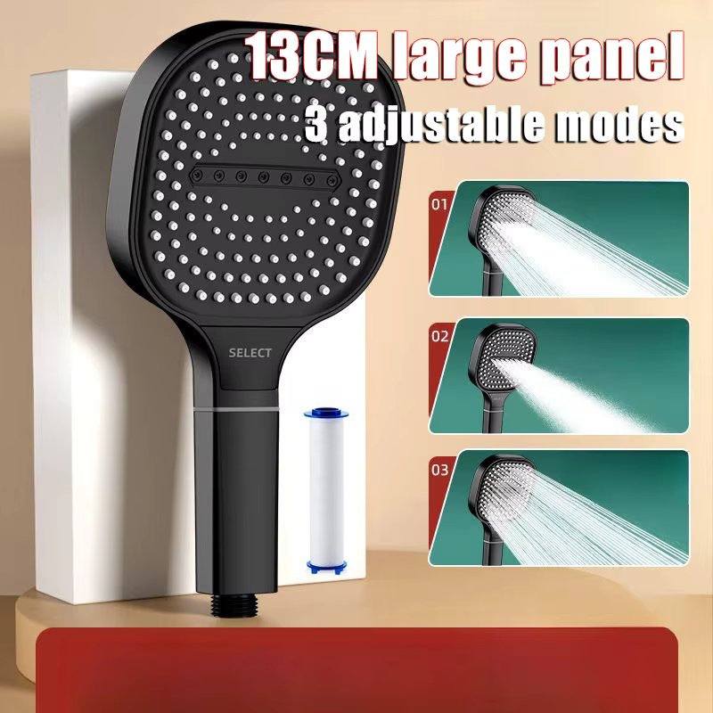 13CM Large Panel Nozzle 3 Modes Shower Head High Pressure Water Massage Shower Head With Filter Element Bathroom Bathing tools