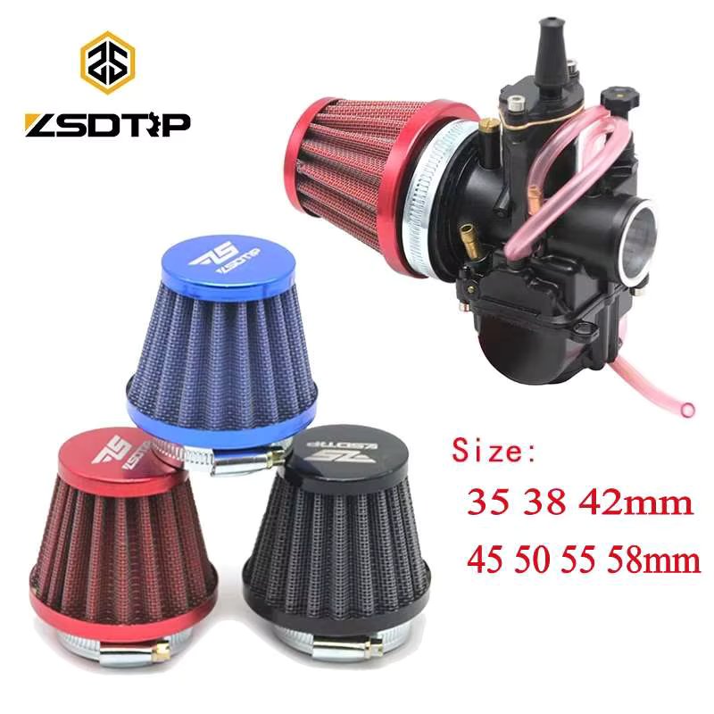 ZSDTRP Universal Motorcycle Carburetor Clamp-On Air Filter 35mm 38mm 42mm 45mm 50mm 55mm 58mm Inlet Tapered Cleaner