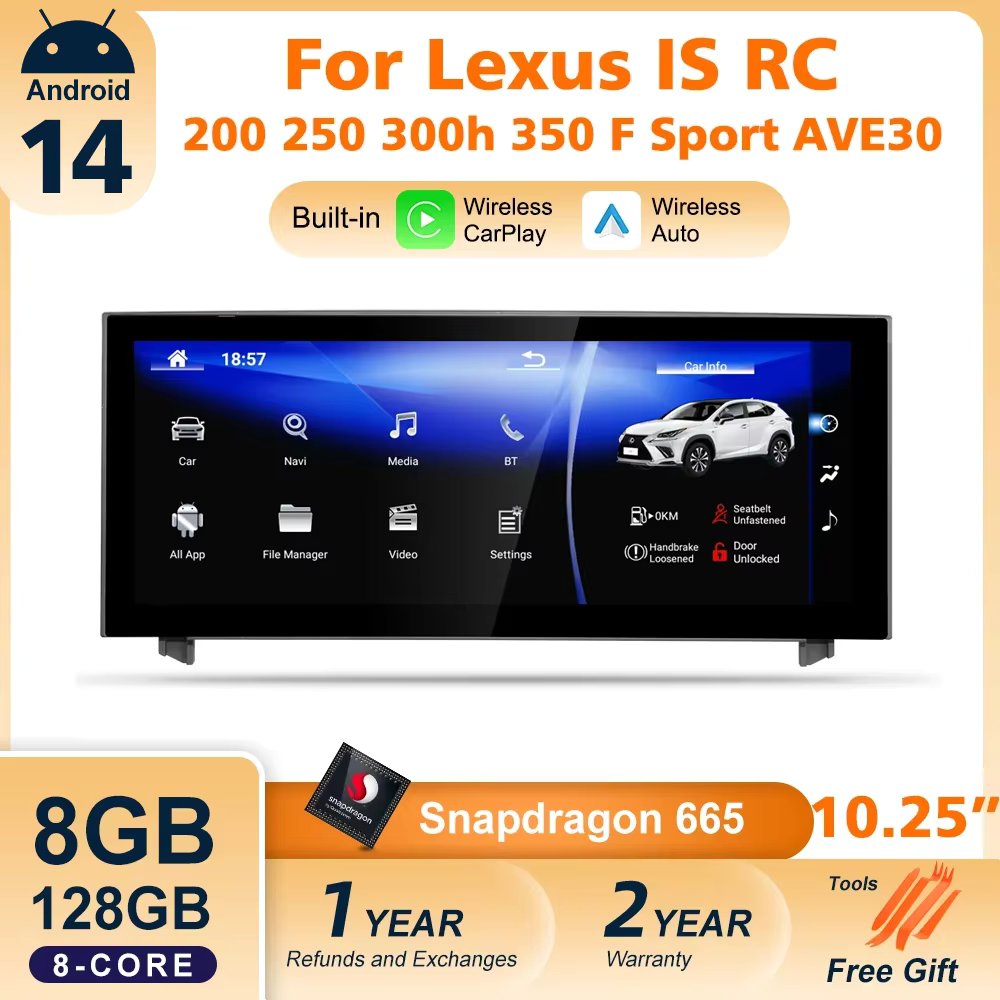 Android 14 Car Radio For Lexus IS RC 200 250 300 350 200t 300h 2013-2019 128GB Multimedia Video Player CarPlay Autoradio 4G