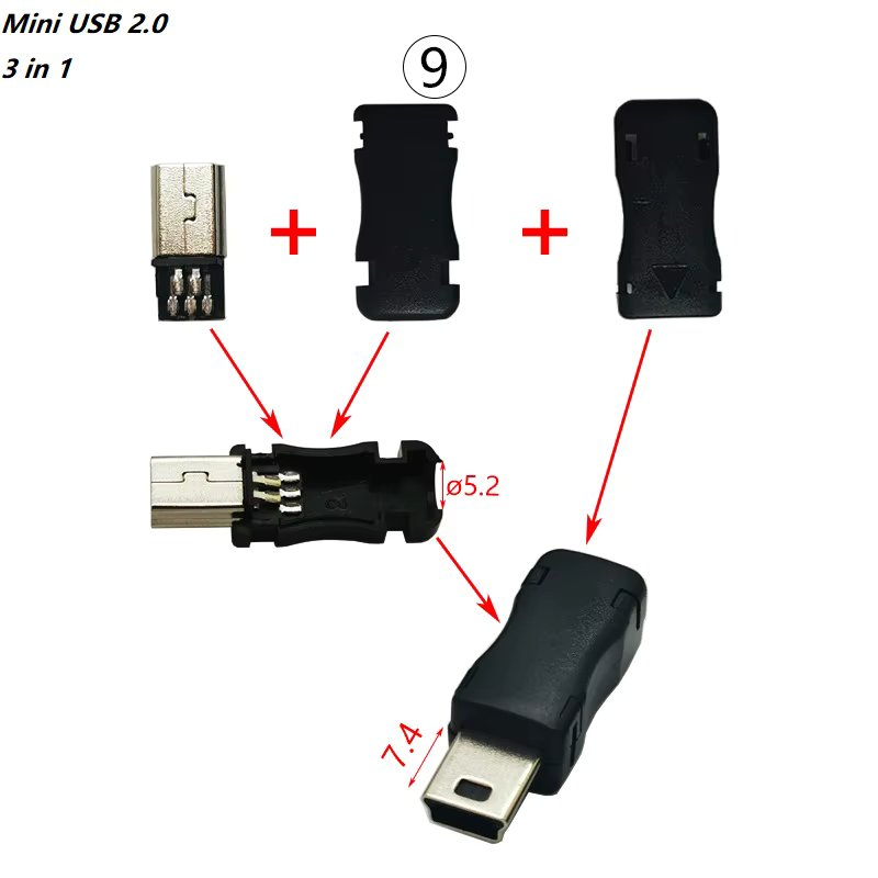 Mini USB 2.0 B 3in1