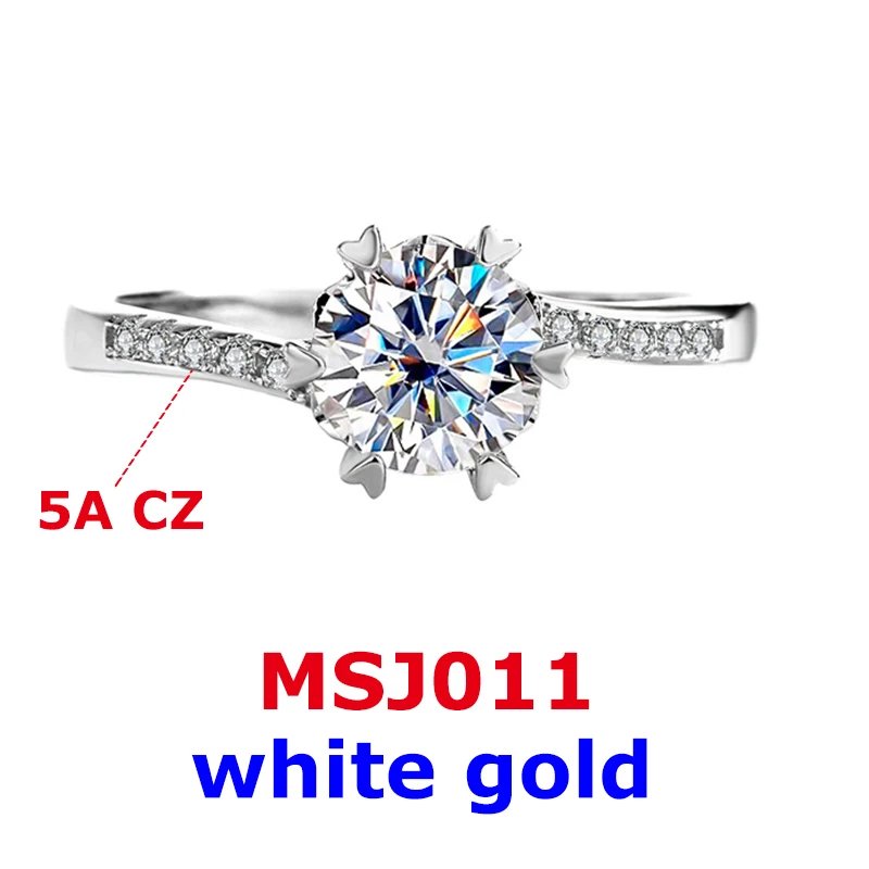 DJMAX 0.5-3ct D Color Moissanite Wedding Ring For Women Top Quality 18K White Gold 925 Sterling Silver Lady's Diamond Ring 2023
