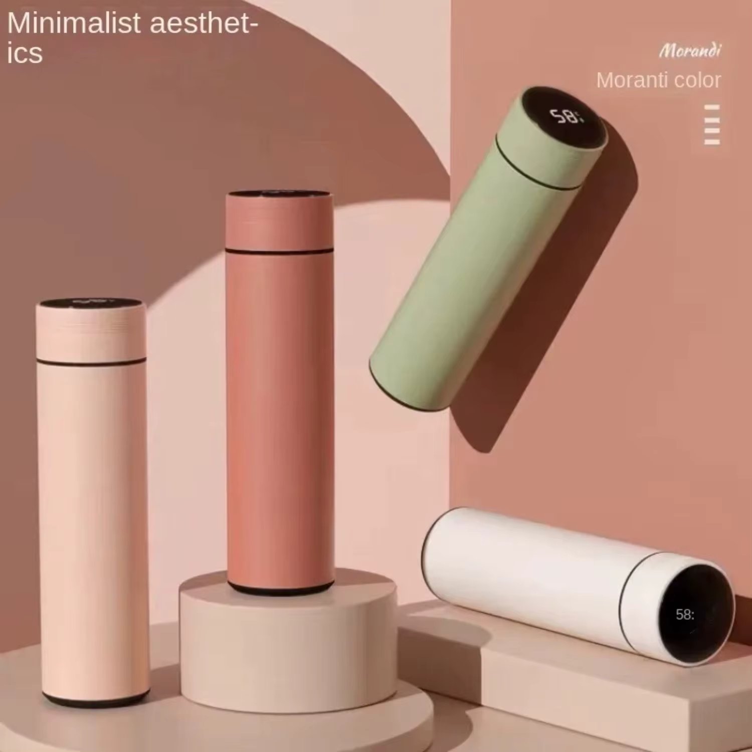 Smart 500ml Stainless Steel Vacuum Flasks Water Bottle with Temperature Display - Leakproof Thermos for Coffee, Milk - Portable 