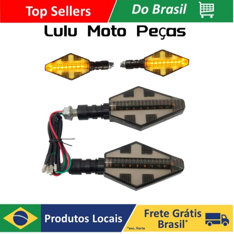 PISCA SETE DE LED MOTO ESPORTIVO AMARELO/BRANCO UNIVERSAL R-213 SETA RUNNING