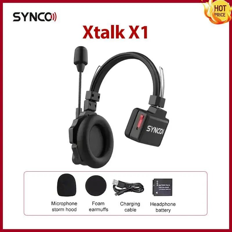 Synco Xtalk 2.4G Full-Duplex Single-Ear X2 X3 X5 X9 Remote Headset Wireless Intercom System for Film Television Shooting Studio