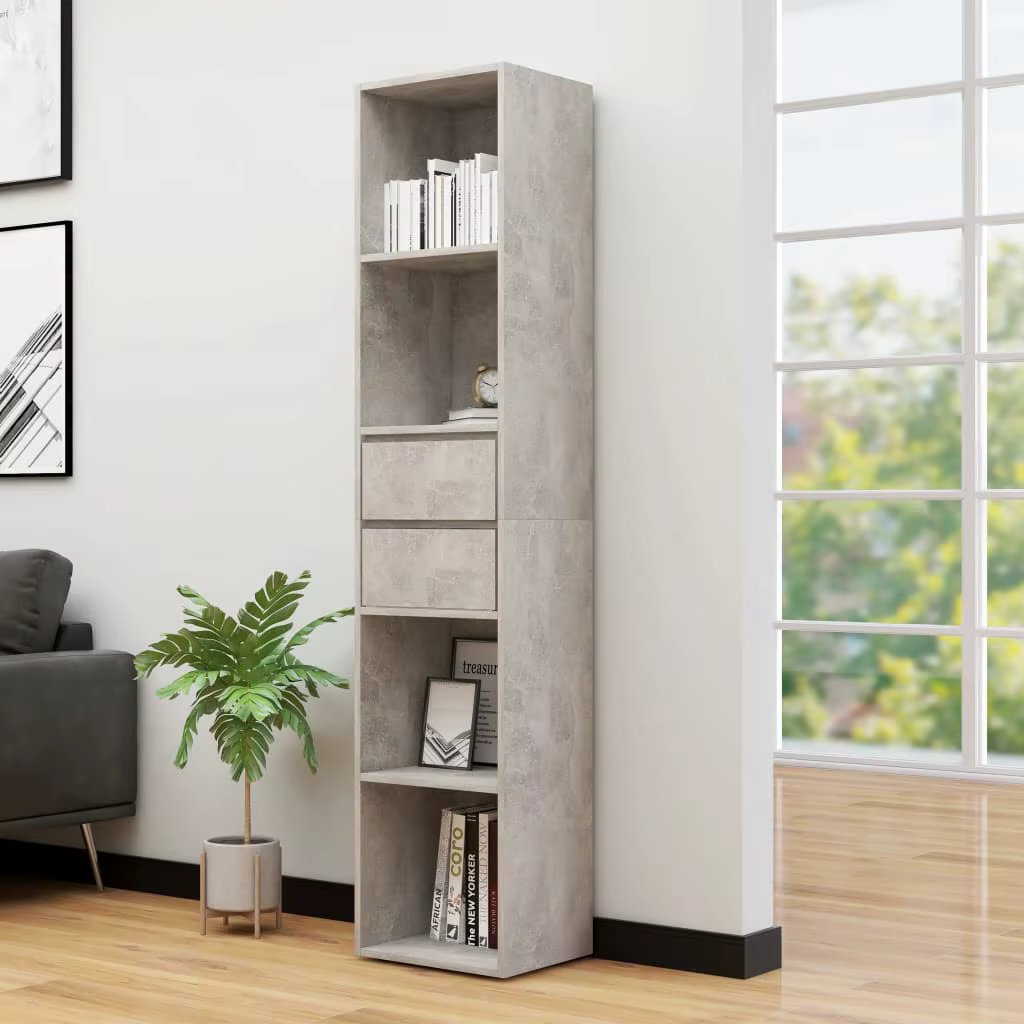 Bücherregal Betongrau 36x30x171 cm Holzwerkstoff,Organizer-Würfel regale,für das Wohnzimmer im Büro