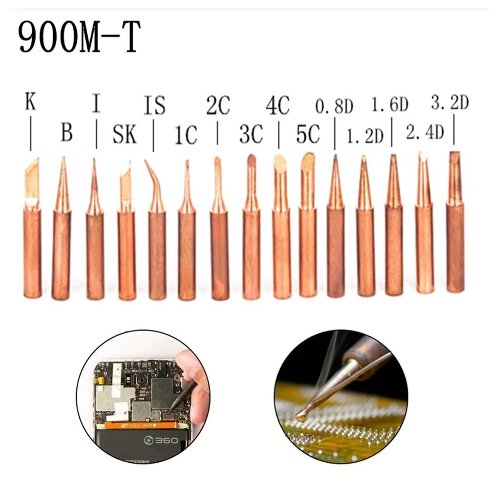 5pcs 900M-T Copper Soldering Iron Tips  Iron Head Set Free Welding Solder Tip 933.907.951 Electric Soldering Iron Welding Tools