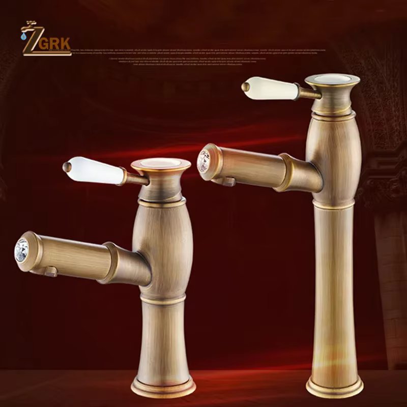 ZGRK Bathroom Faucet Solid Brass Mixer Sink Faucet Ceramic Single Lever Hole Deck Mount Hot Cold Mixer Water Tap