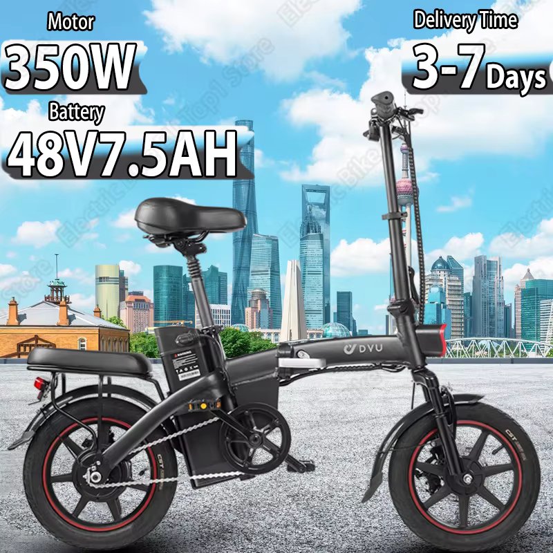 DYU A5 Electric Bike 350W Brushless Motor Folding 48V7.5AH Removable Battery City Electric Bicycle City Adult 14-inch Tire Ebike