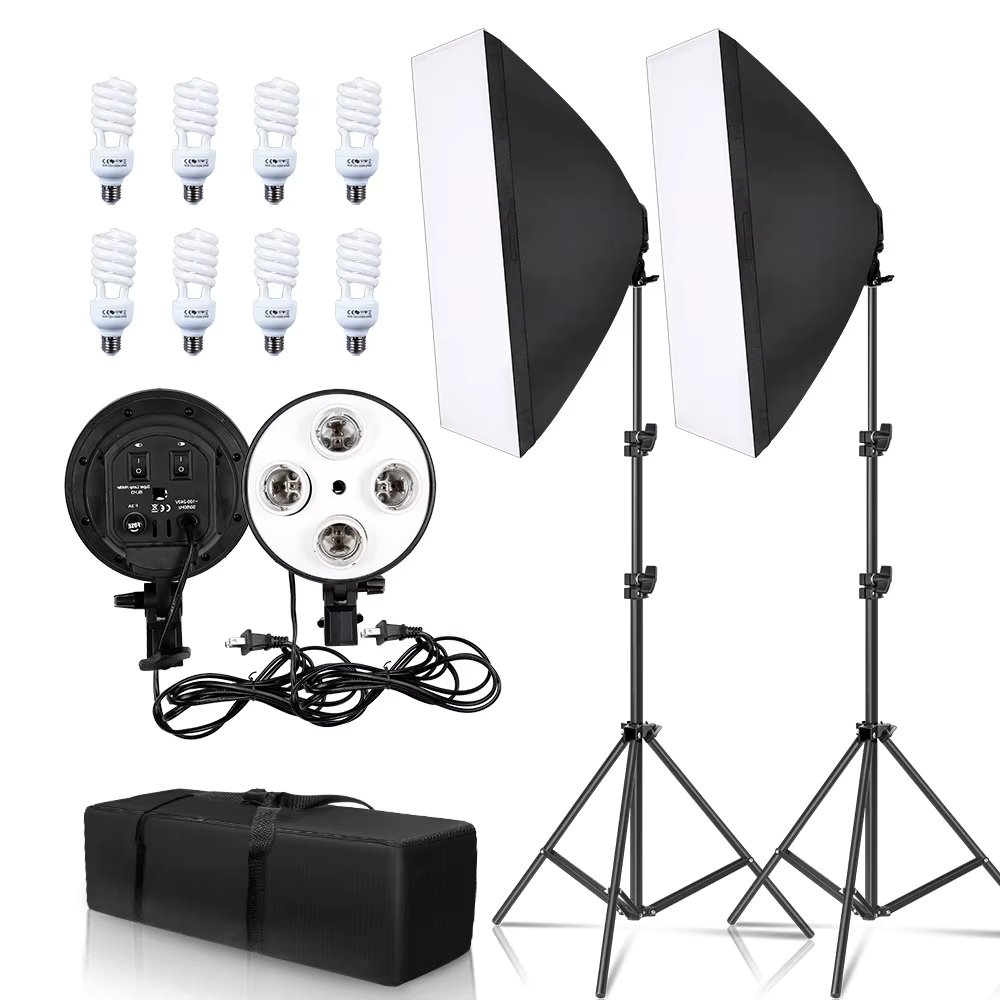 Softbox SH Photography  Lighting Kit Four Lamp Softbox Kit 50x70CM Soft Box Equipment E27 Base For Photo Studio Kit Shooting