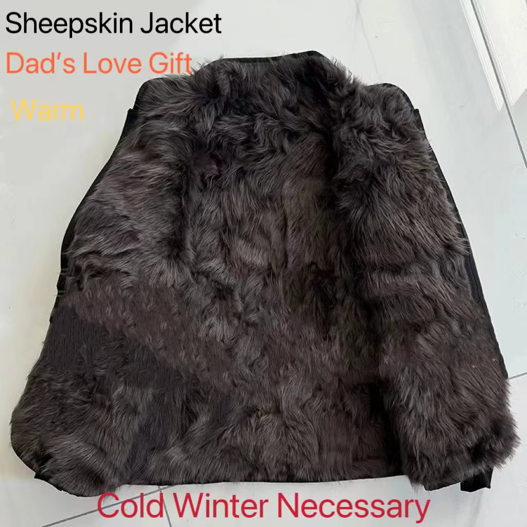 2024 Winter Genuine Wool Cotton Jacket Middle-aged Elderly Men Women Thicken Warm Outerwear Casual Long Sheepkin Jacket Dad Gift