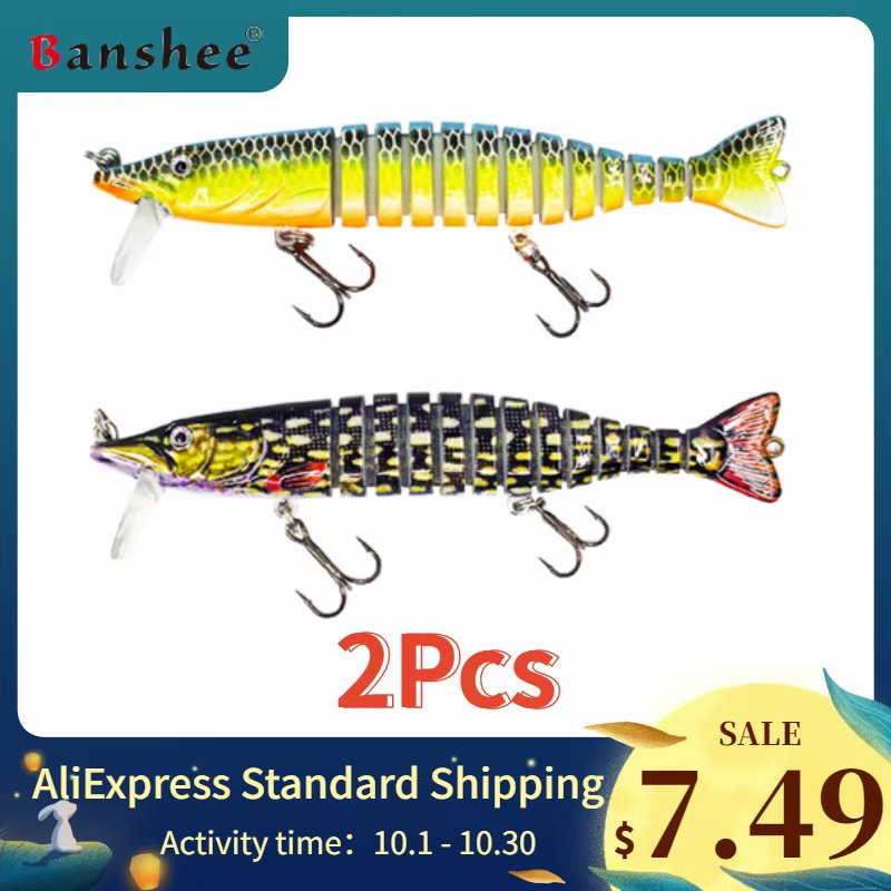 Banshee 2Pcs Sinking Swimbait For Trolling/Pike 13 Multi Jointed Swimbait Set Wobblers Fishing Lure Hard Bait Artificial Cranks