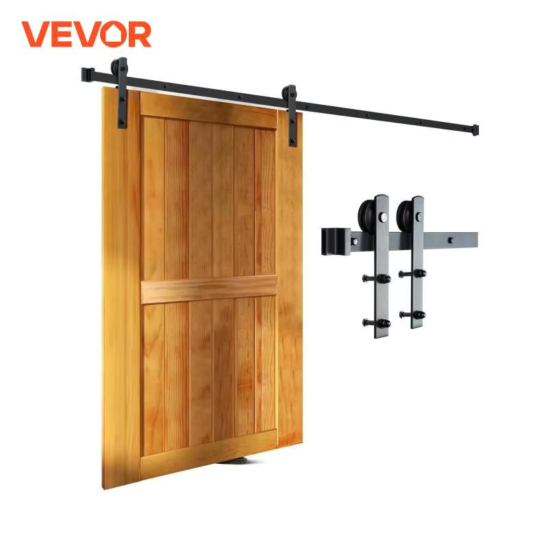 VEVOR 8FT Sliding Barn Door Hardware Kit 330 LBS Loading Heavy Duty Barn Door Track Kit for Single Door Fit 3.7-4.3FEET Wide