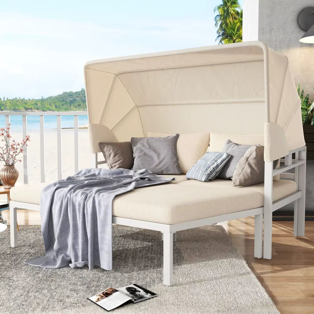 Garden Furniture Set | 4, Beige, Galvanized Steel Tube & Removable Pillows