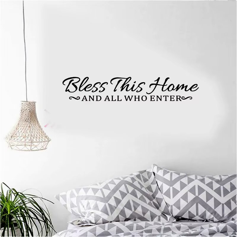 Bless This Home And All Who Enter Wall Stickers Home Decor Vinyl Wall Decals Living Room Family Quotes Sayings Stickers PVC