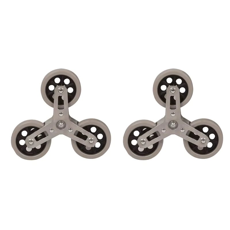 2PCS Three Casters Trolley Natural Rubber Wheel Cart Climbing Stairs Shopping Cart Triangle Luggage Rubber Wheels to Move Ruedas