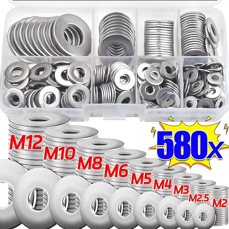 Stainless Steel Flat Washer Plain Gaskets Metal Washers Rings Gasket Screw Assortment Kits M2 M2.5 M3 M4 M5 M6 M8 M10 Wholesale