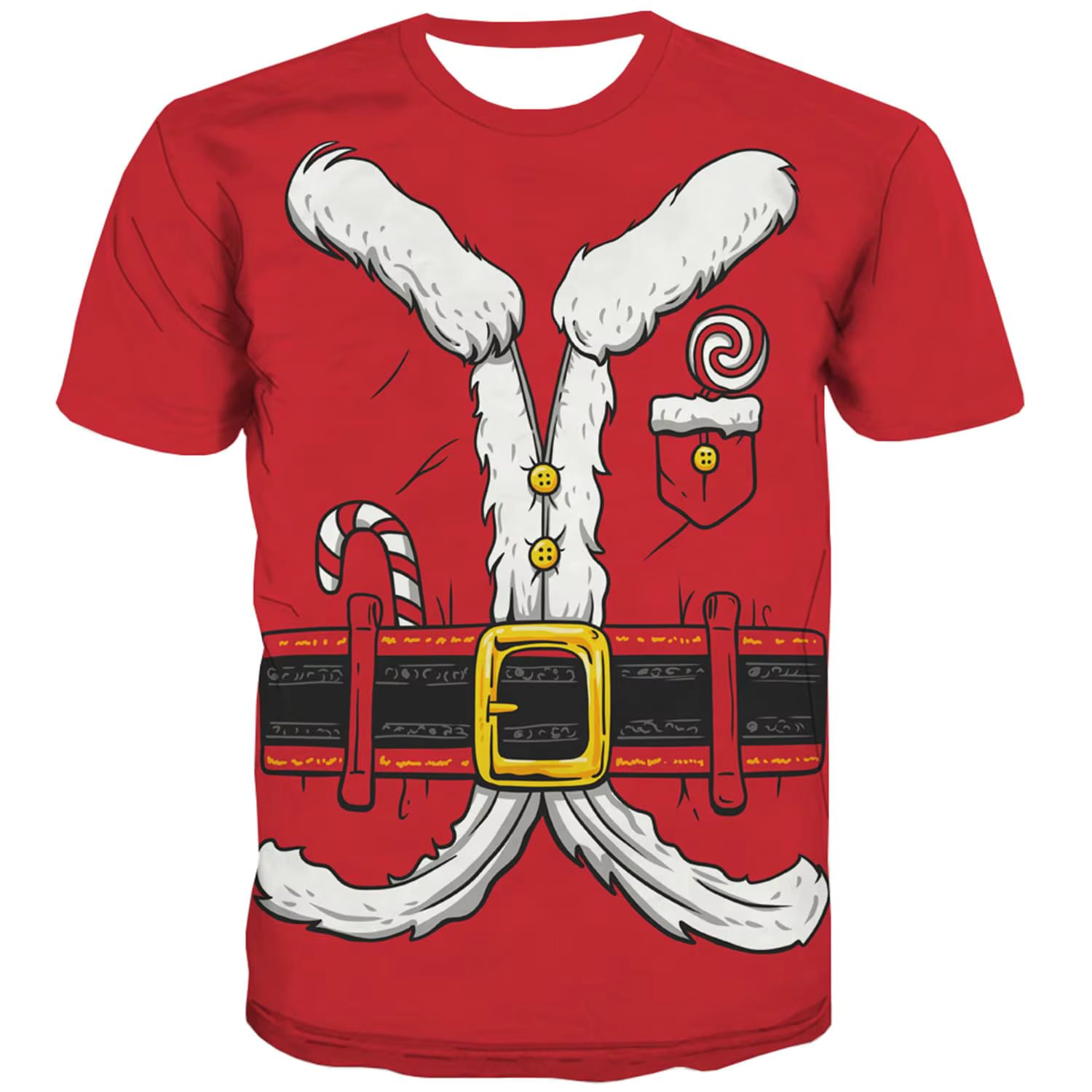 KYKU Santa Claus Costume T Shirt Mens Christmas T Shirts Funny Holiday Tshirt Red
