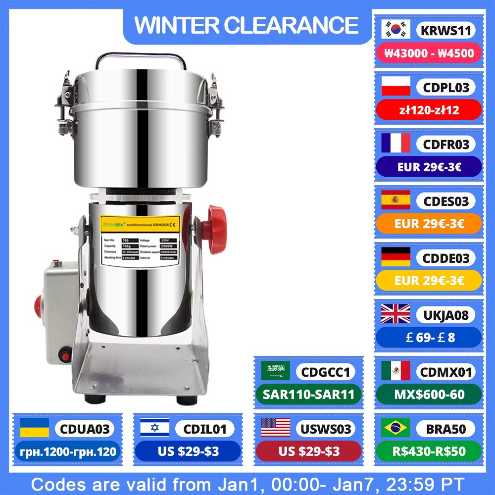 BioloMix 800g 700g Grains Spices Hebals Cereals Coffee Dry Food Grinder Mill Grinding Machine Gristmill Flour Powder crusher