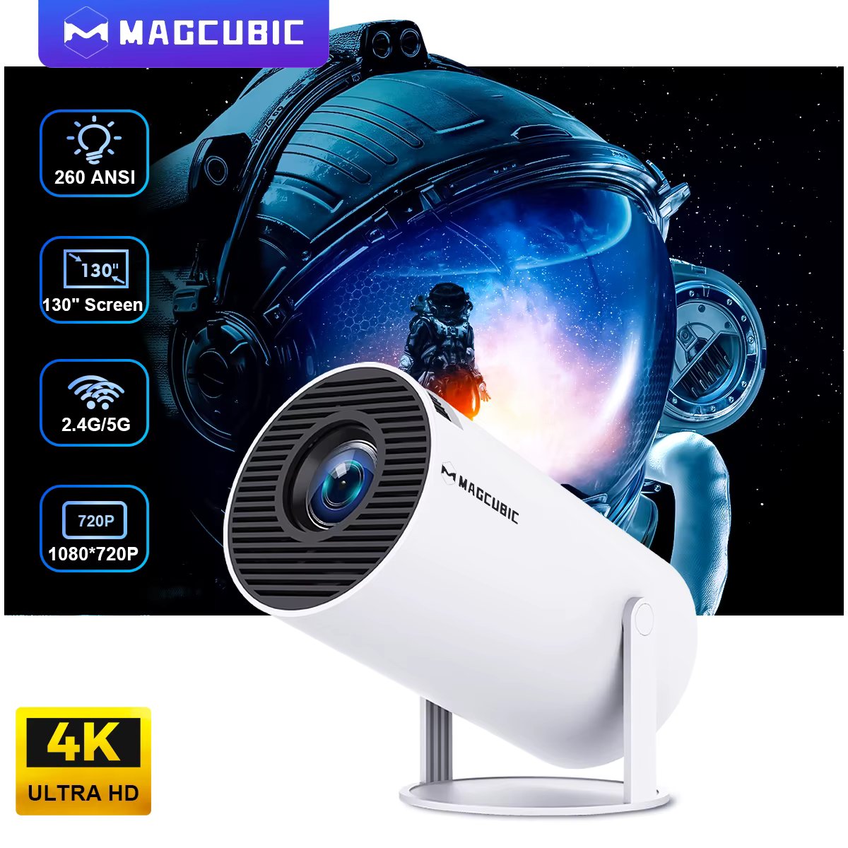 Magcubic Projector 4K Android 11 HY300 Pro Wifi6 260ANSI Allwinner H713 BT5.0 1080P 1280*720P Cinema Outdoor Portable Projetors