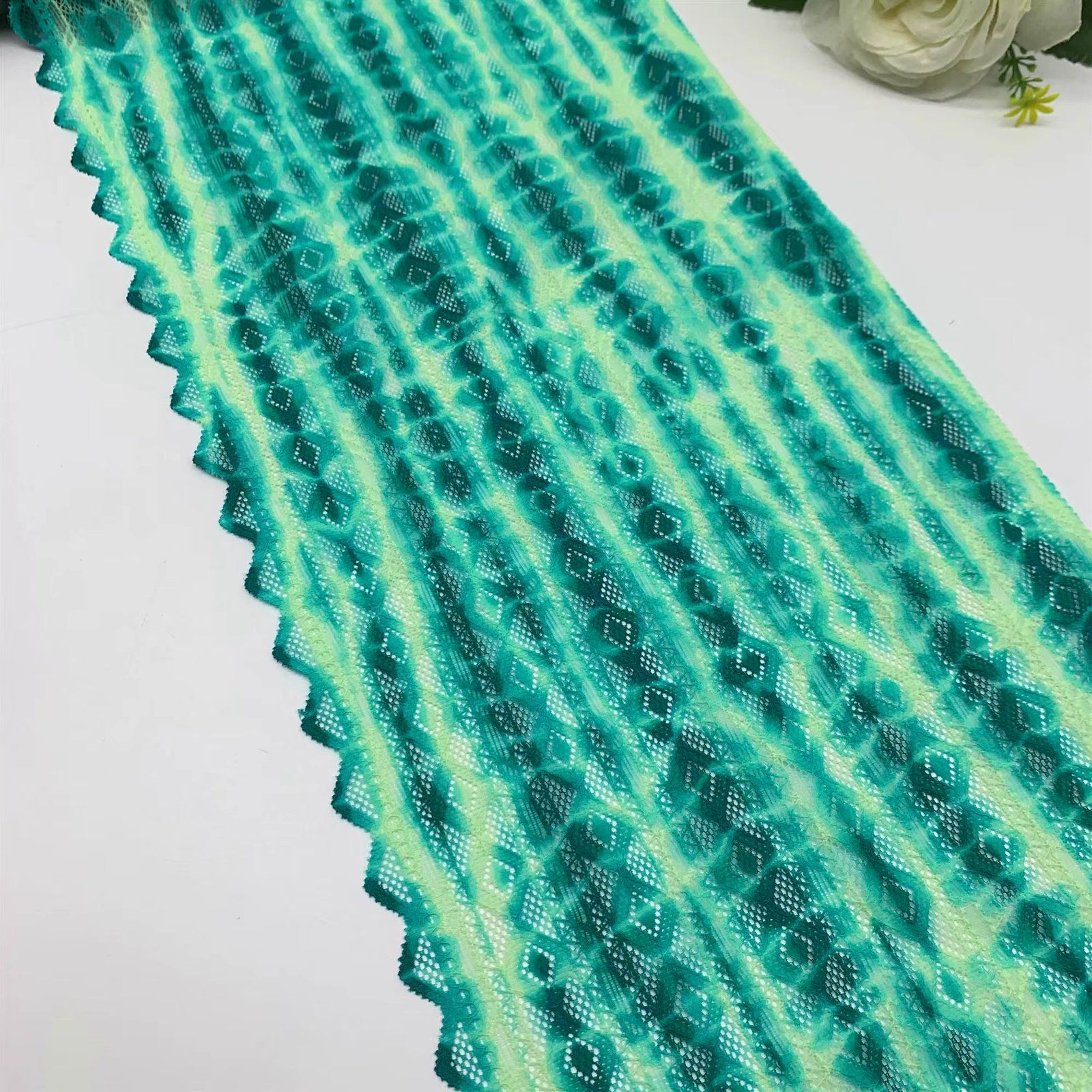 3y/lot W 22cm Green Elastic Lace Fabric DIY Crafts Sewing Supplies Decoration Accessories For Bikini Underware Lace Lingerie