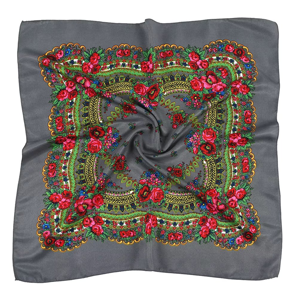 Pareo Russian Scarf Ethnic Handkerchief Hijab Shawl Headscarf Women Luxury Square Ukrainian Floral Wedding Party Shawl Folk