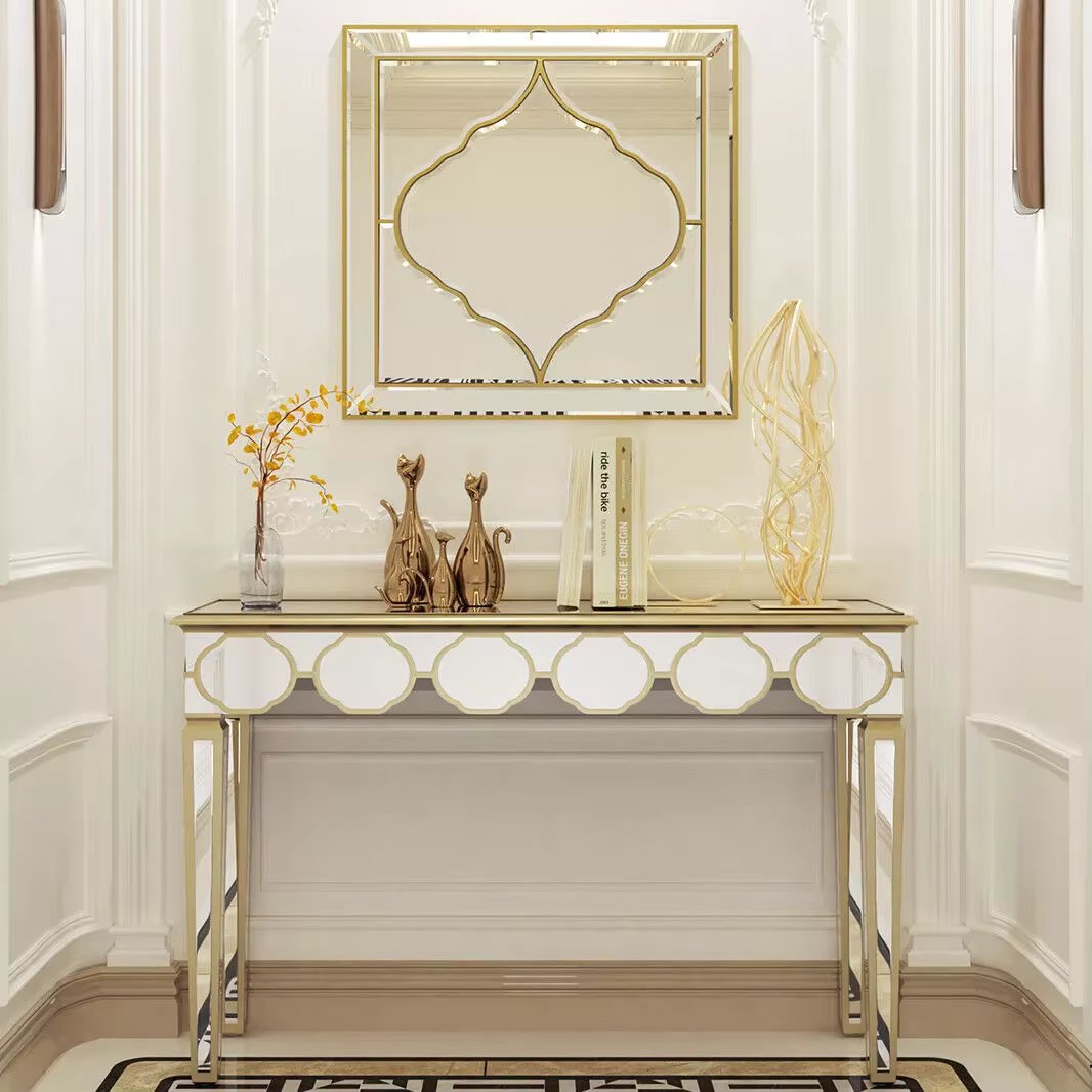 LUVODI Large Square Wall Mirror Gold Edge Bedroom Hallway Living Room Decorative Mirror