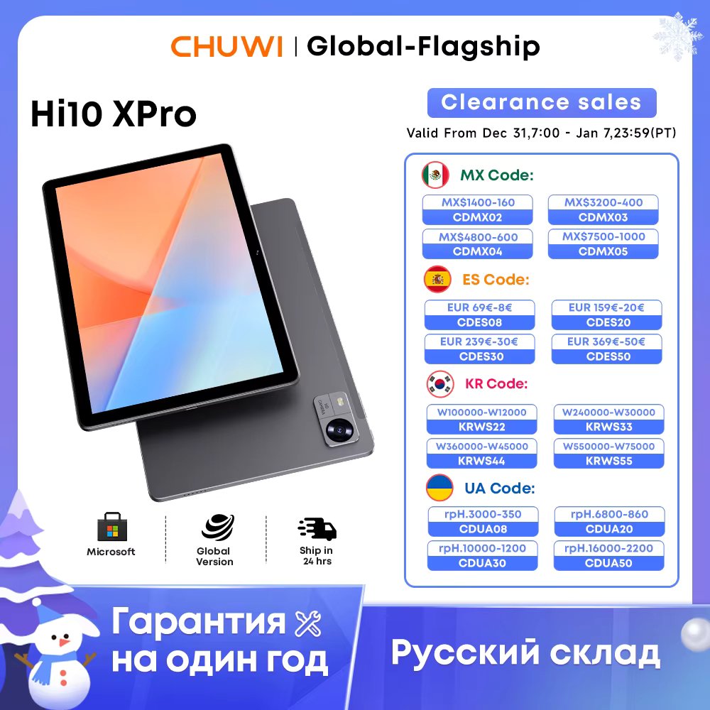 CHUWI Hi10X Pro Tablet 4G LTE Android 13 Widevine L1 10.1" IPS Core Unisoc T606 4GB RAM 128GB ROM Tablets 2.4G/5G Wifi 7000Mah