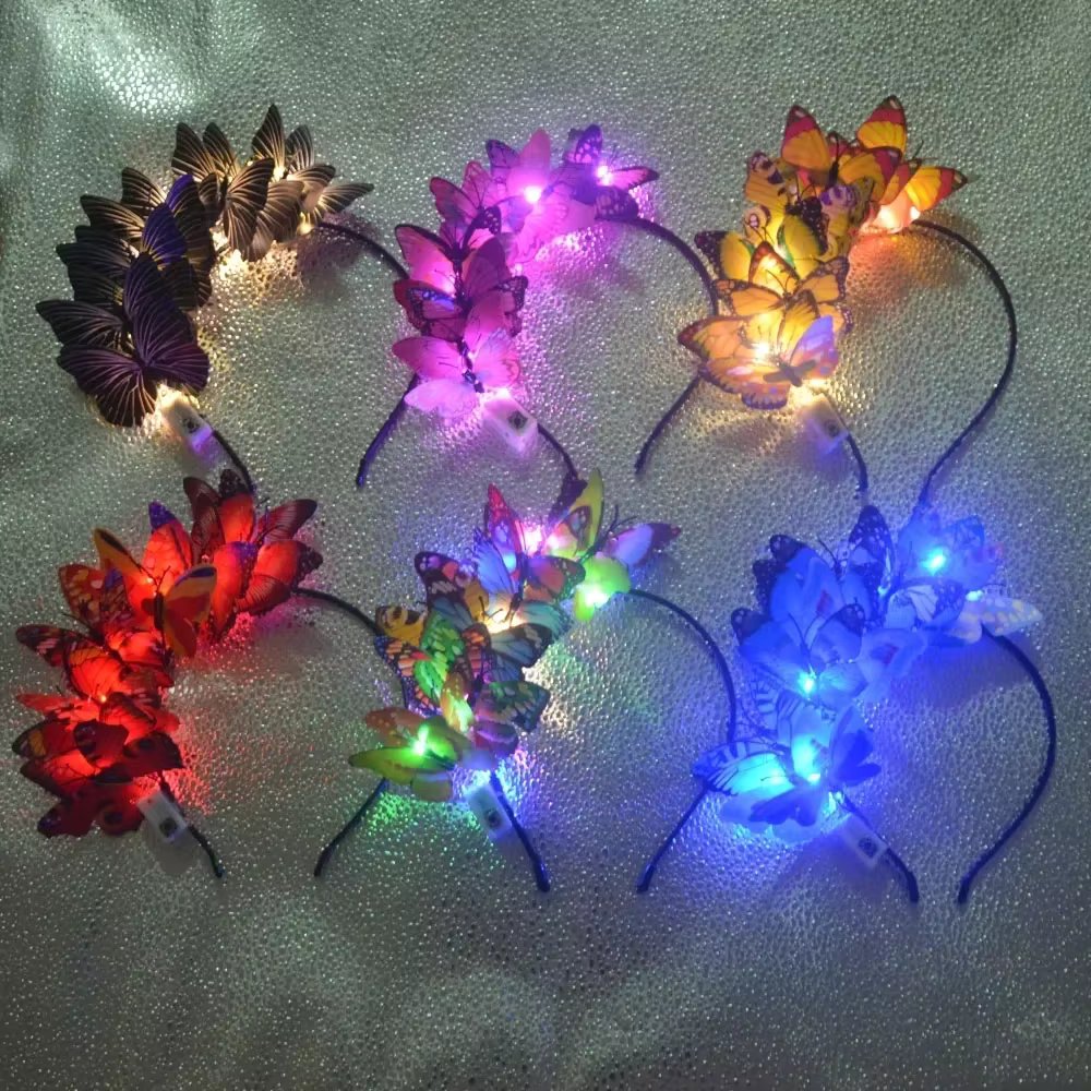LED Light Up Glow Butterfly Headband for Tea Party Costume Headpiece Navidad Festival