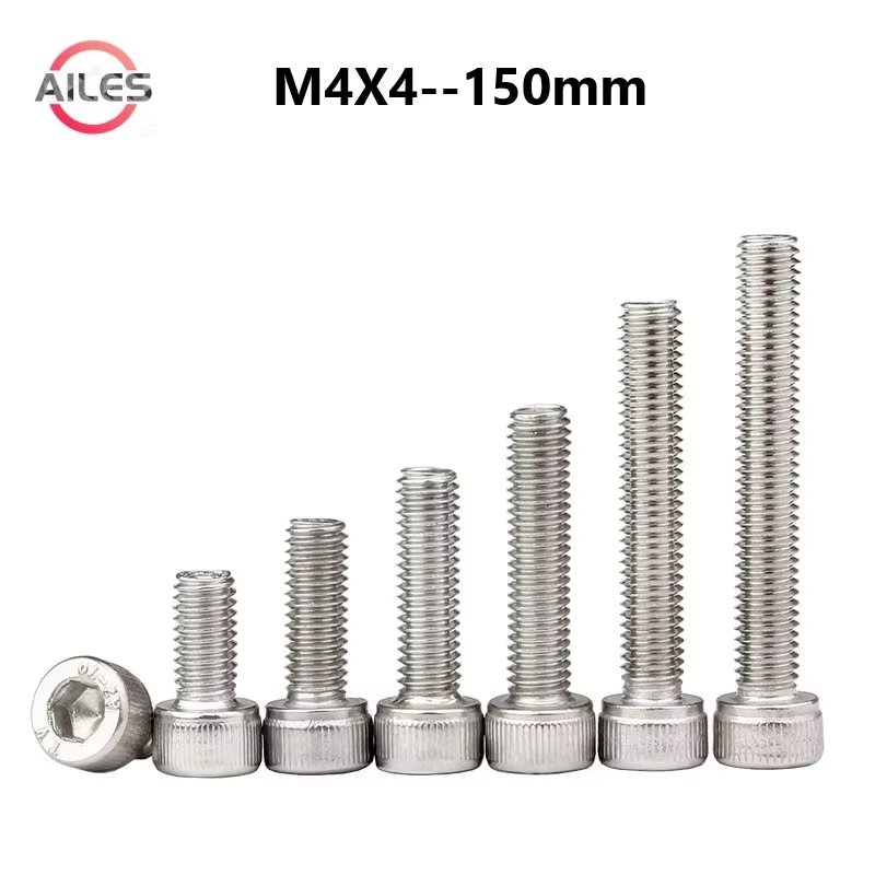 M4 304 Stainless Steel Allen Hexagon Hex Socket Head Cap Screws DIN912 Bolt 4mm x 4 5 10 12 30 35 40 45 100 110 120 130 150mm