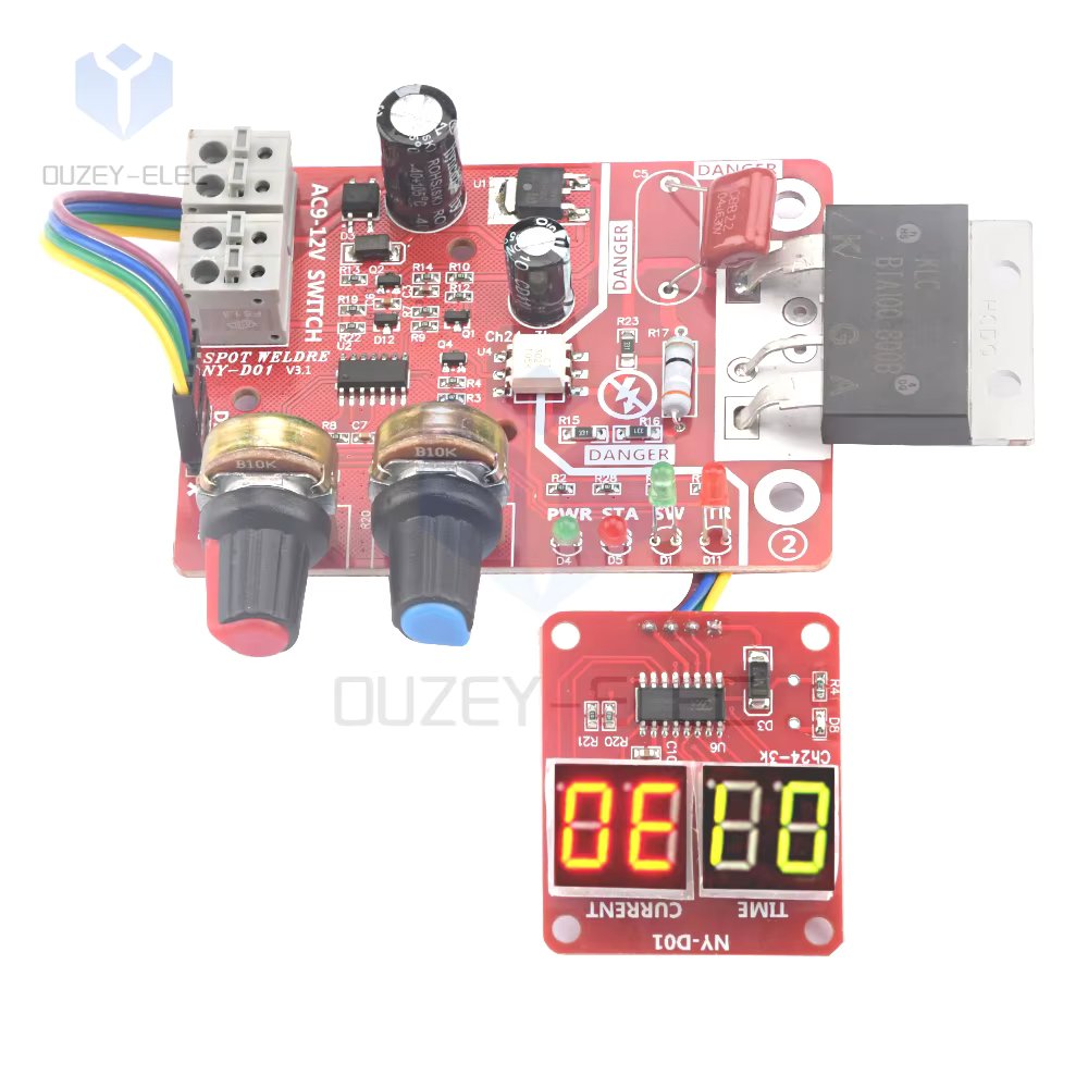 NY-D01 100A DIY Spot Welder Control Module Timing Digital Display Spot Welding Adjust Time and Current Controller Panel