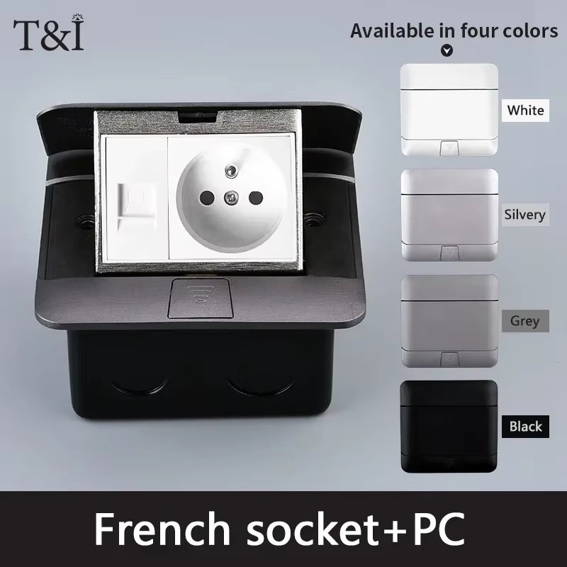 120x120mm Slow Pop-Up Floor Socket UK/EU/FR/UN/Brazil/RU Plug 220V PC/HDMI/TV Metal Panel Hidden Office Kitchen Cabinet Socket