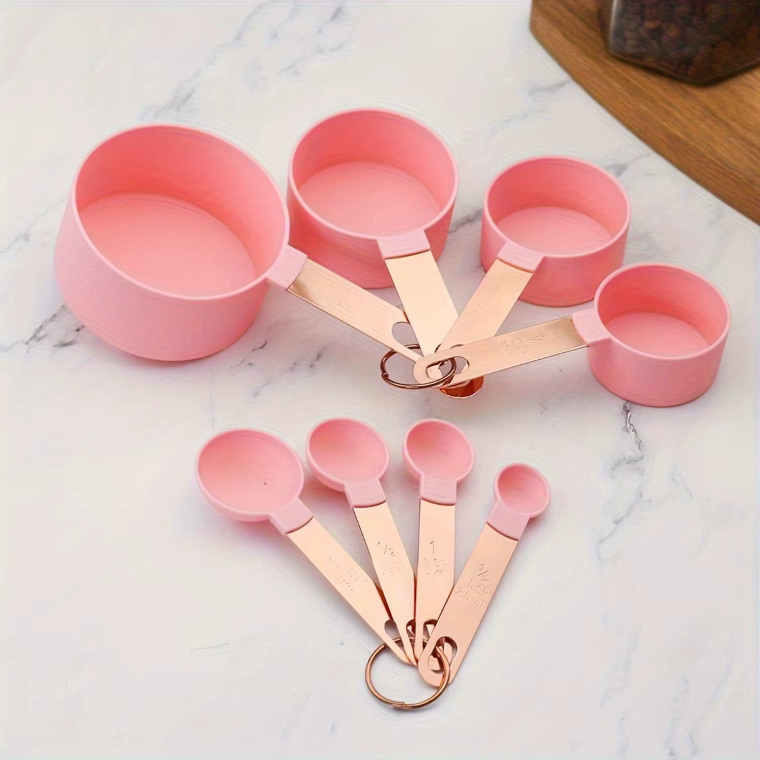 8-Piece Measuring Cups & Spoons Set - Premium Quality Durable Plastic with Stainless Steel Handles - Precise Cooking & Baking To