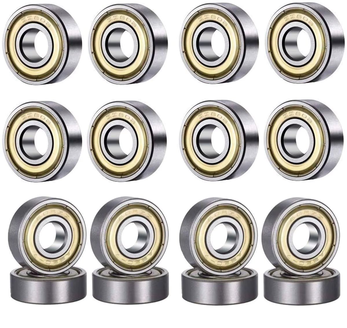 10Pcs 608 ZZ 608RS Ball Bearings 608ZZ Metal Double Shielded Miniature Deep Groove Skateboard Ball Bearings 8mm X 22mm X 7mm