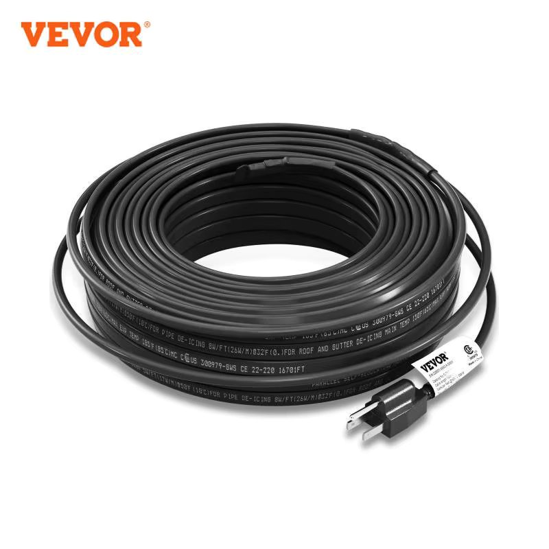 VEVOR  120V Self-Regulating Pipe Heating Cable 60/80/100/120/140ft Heat Tape for Pipes Roof Snow Melting De-icing Gutter Pipe