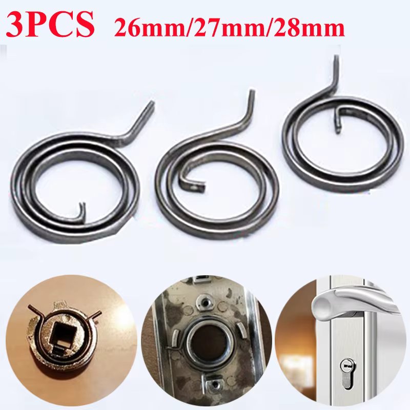 3Pcs 26mm 27mm 28mm Flat Wire Door Lock Handle Spring Coil Tools For Door Replacement Return Torsion Springs