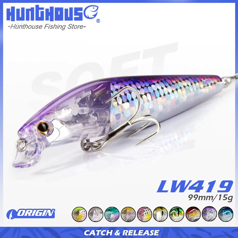 Hunthouse minnow trout wobblers fishing lure 2020 flash snack swimming weight system Floating 90mm 15g minnows hard lures lw419