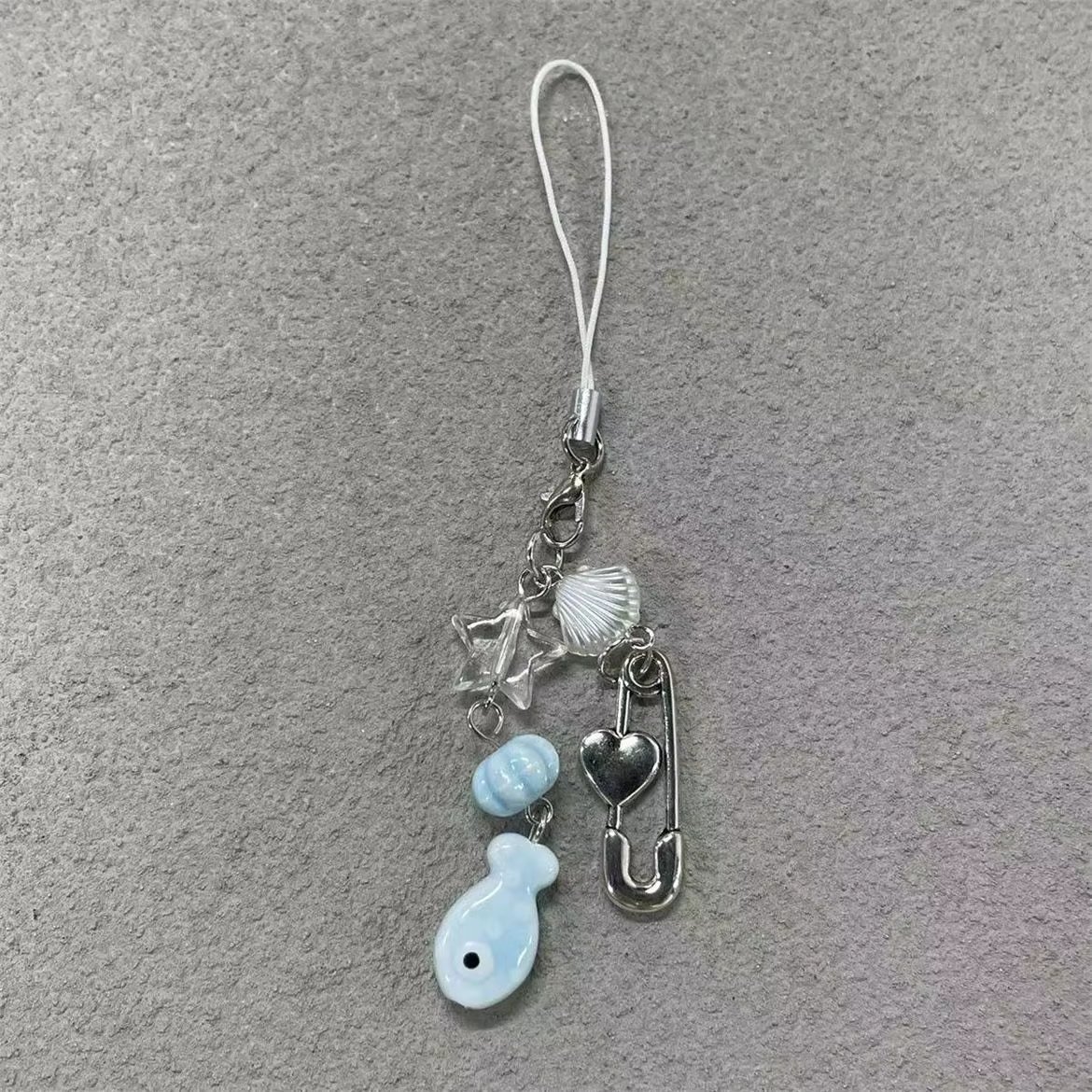 Y2K Summer Ocean Style Cute Phone Charm Little Fish Pendant Key Strap Lanyard Girl Woman Bag Keychain Keycord