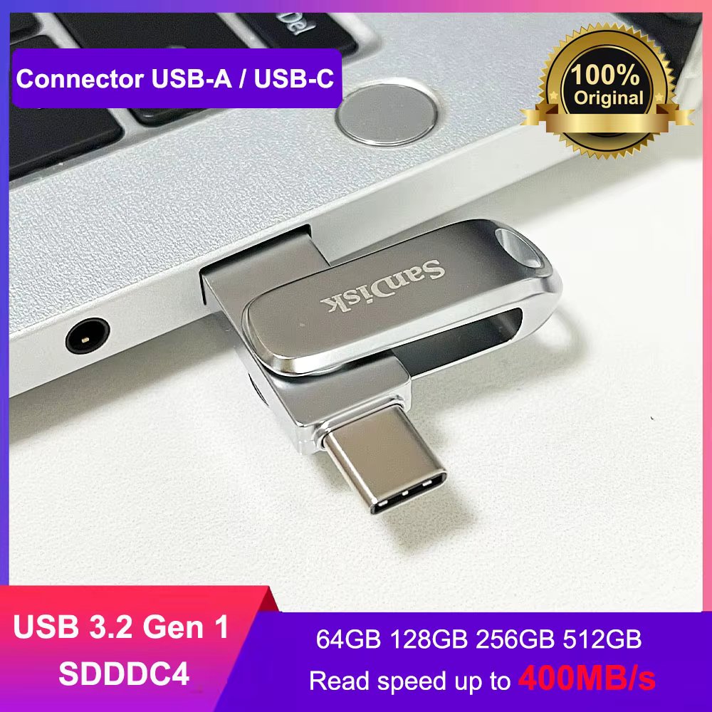 SanDisk Ultra Dual Drive Luxe USB Type-C Flash Drive 32GB 64GB 128GB 256GB 512GB 1TB Metal OTG USB3.1 U Disk For PC/Mac/iPad Pro