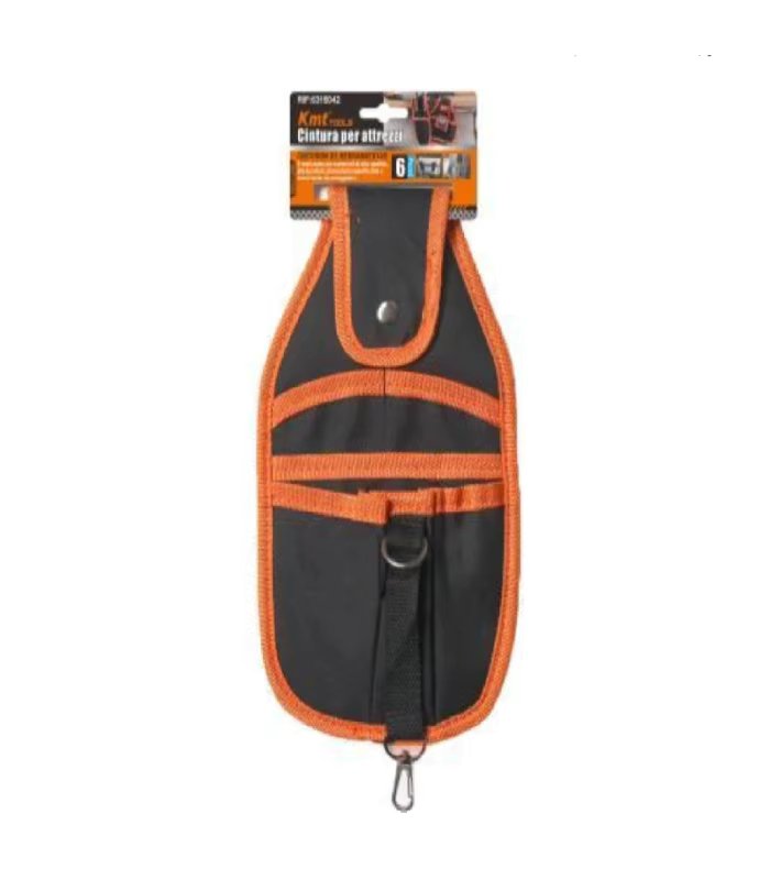 26x16 cm Black and Orange Tool Belt Bag, Key Pocket, Hammer, Professional