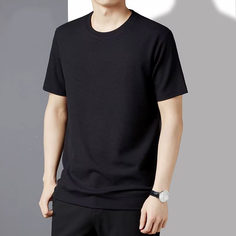 Style AYu Spring Summer Wples Casual Modern Breatiable Half-sleeved Round Neck Ice Men's T-Shirt TS2824