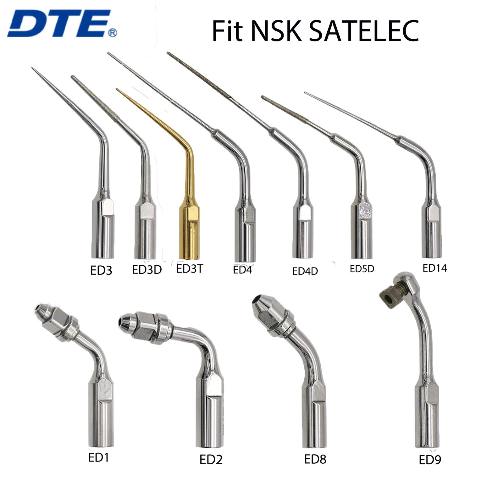 Dental Ultrasonic Scaler Tips With Diamond Coated Root Canal Series Periodontics Endodontics Tip for DTE NSK SATELEC
