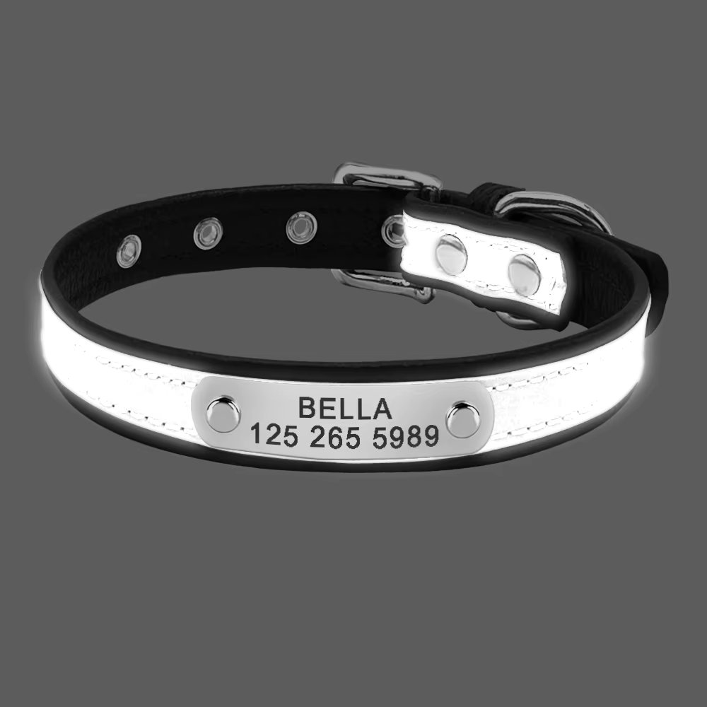 Engrave Reflective Dog Collar Custom Pet Collars Cat ID Tag For Small Medium Large Pets Name Telephone Number Chains Dogs Gift