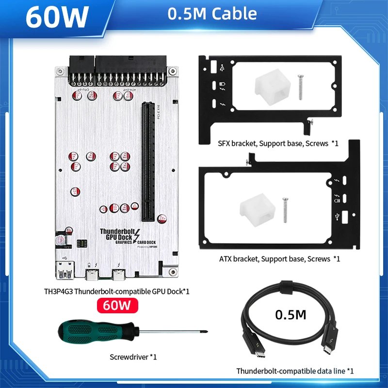 TH3P4G3 GPU Dock Thunderbolt 4 3 to PCIe Graphic Card for Laptop to External Video Card Fit USB4 for Macbook Notebook PD 60W