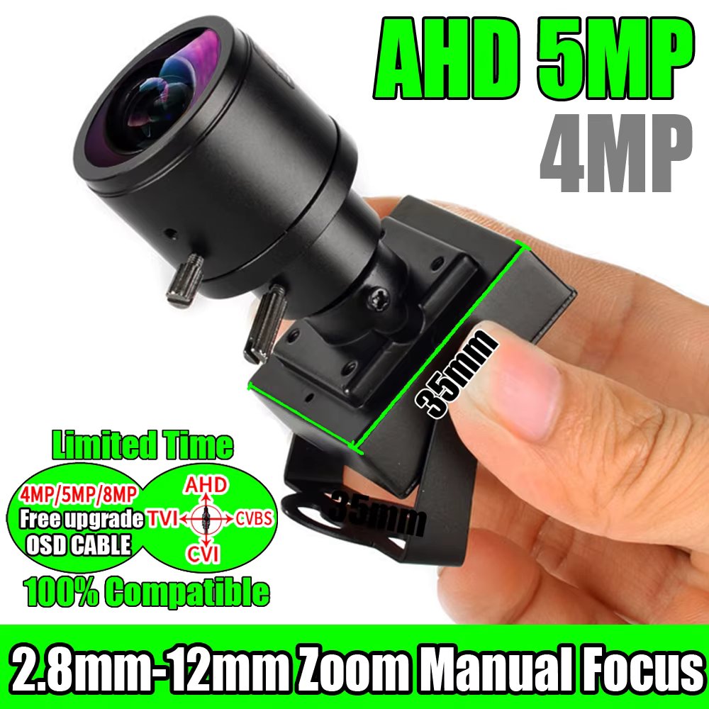 4in1 5MP Focus 2.8mm-12mm Manual Focusing Metal Security Cctv Mini Camera AHD 4MP 2K Micro Coaxial Digital ALL FULL HD For Home