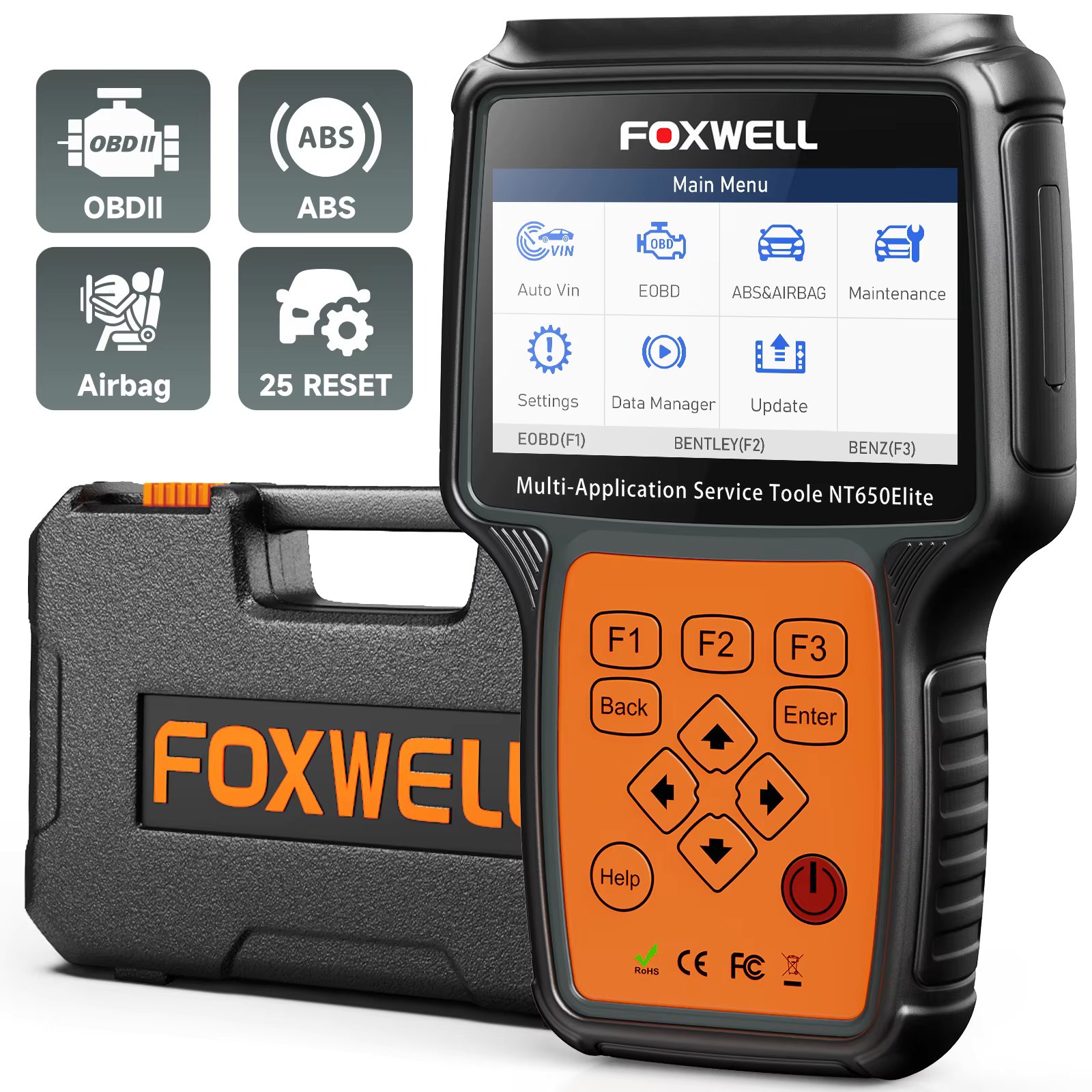FOXWELL NT650 Elite OBD2 Automotive Scanner SAS A/F OIL EPB BRT TPS 26+ Reset Professional Auto Car Diagnostic Tool OBD2 Scanner
