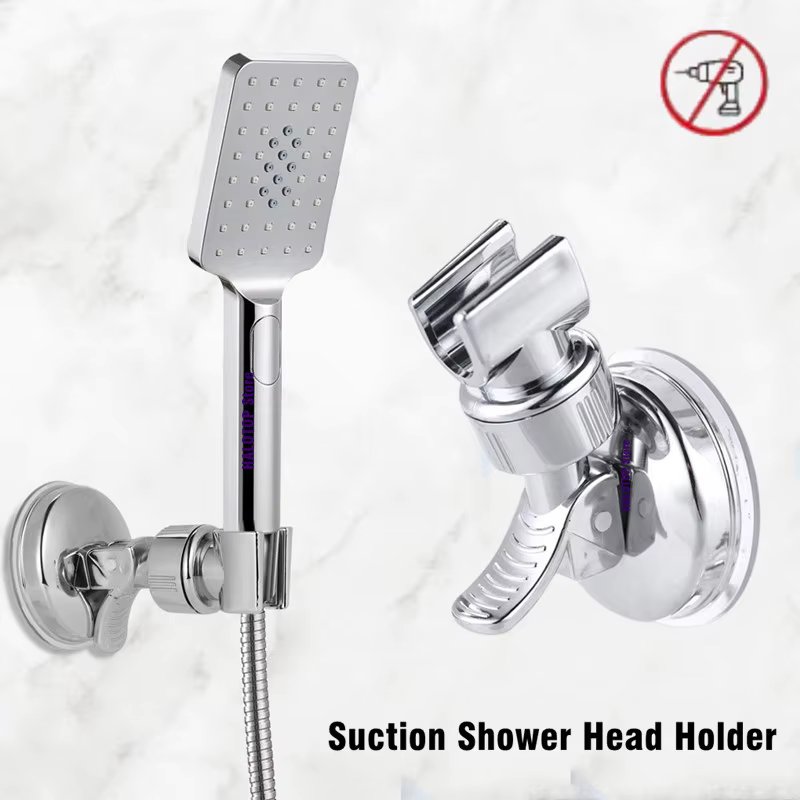 360°Swivel Vacuum Suction Cup Shower Head Holder Relocatable Handheld Showerhead Holder Wall Mounted Adjustable Bathroom Bracket
