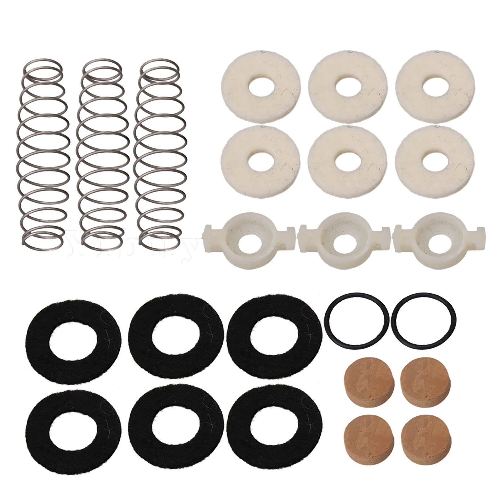 Yibuy Trumpet Parts Valve Cork Pad  Spring Valve Guide w/ 12 Felt Washer