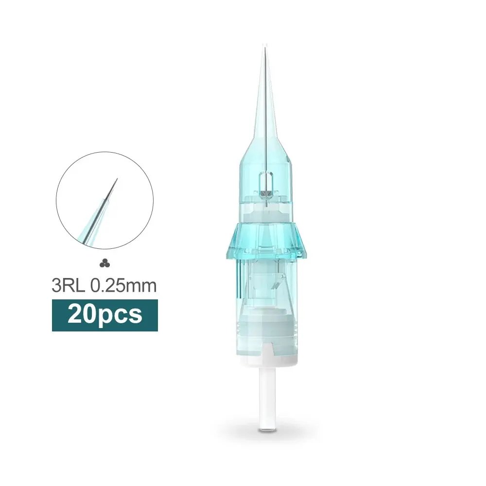 20pcs Blue Tattoo Cartridge Permanent Makeup Needle For Tattoo Machine Universal Round Liner 0.25mm 0.30mm Sterilized Needles